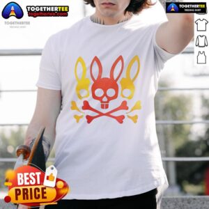 Original Gilbert Arenas Wearing Bunny Skull Crossbones Red Yellow T-Shirt