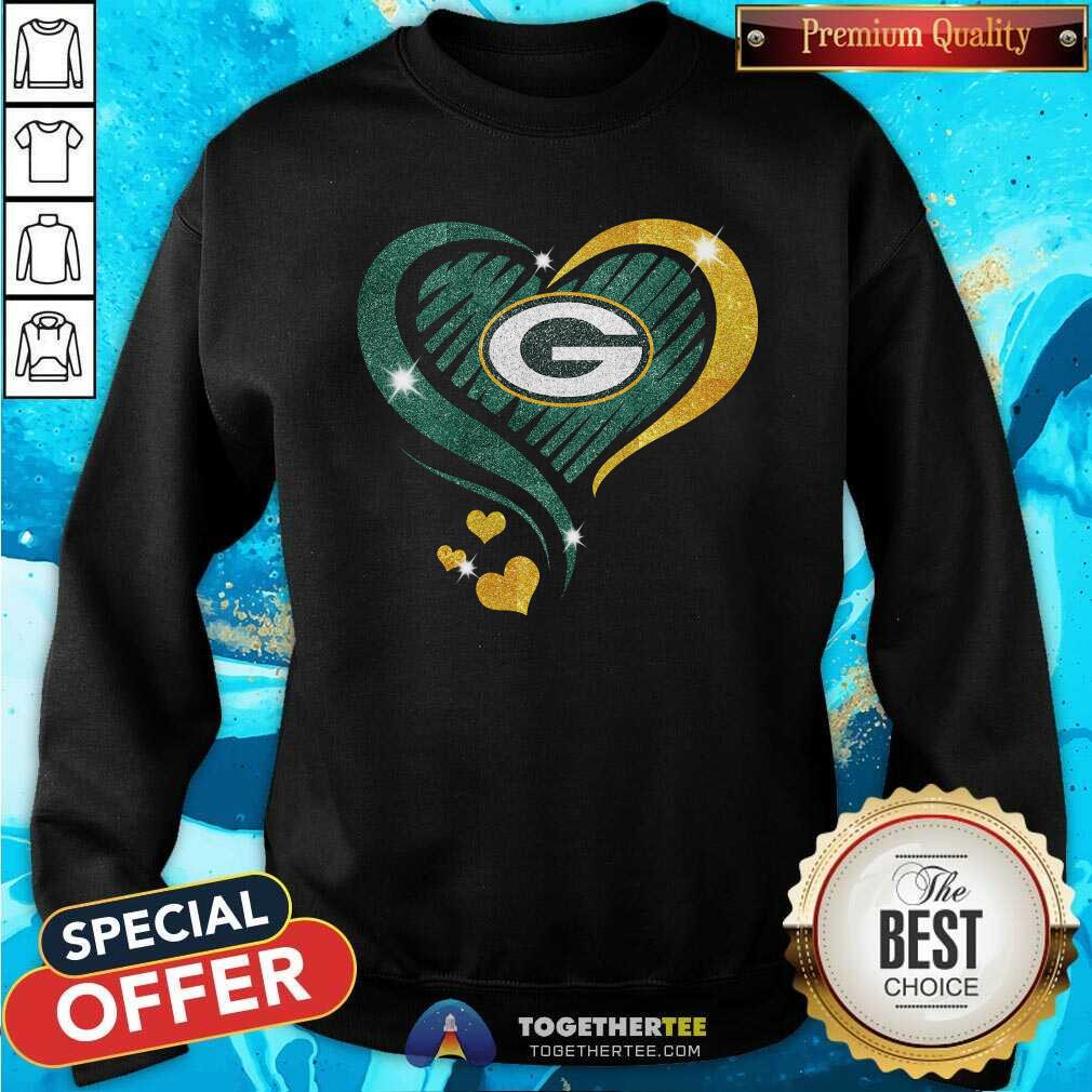 Great Green Bay Packers Diamond Heart Shirt - Image 4