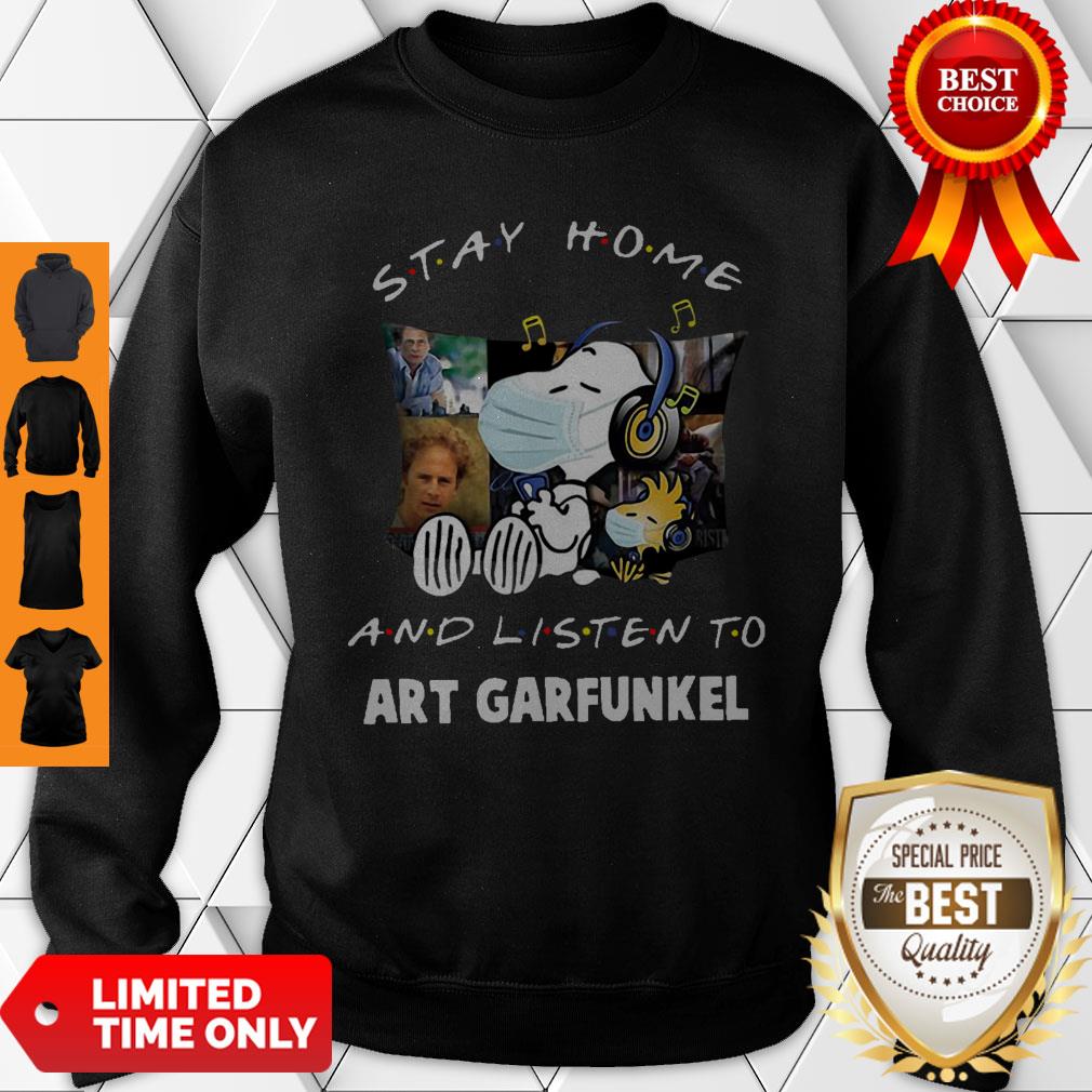 Top Snoopy Woodstock Stay Home And Listen To Art Garfunkel Shirt - Image 3