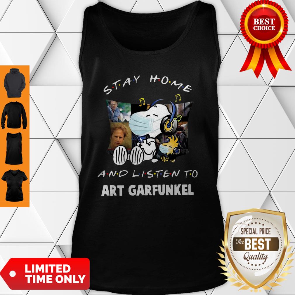 Top Snoopy Woodstock Stay Home And Listen To Art Garfunkel Shirt - Image 2