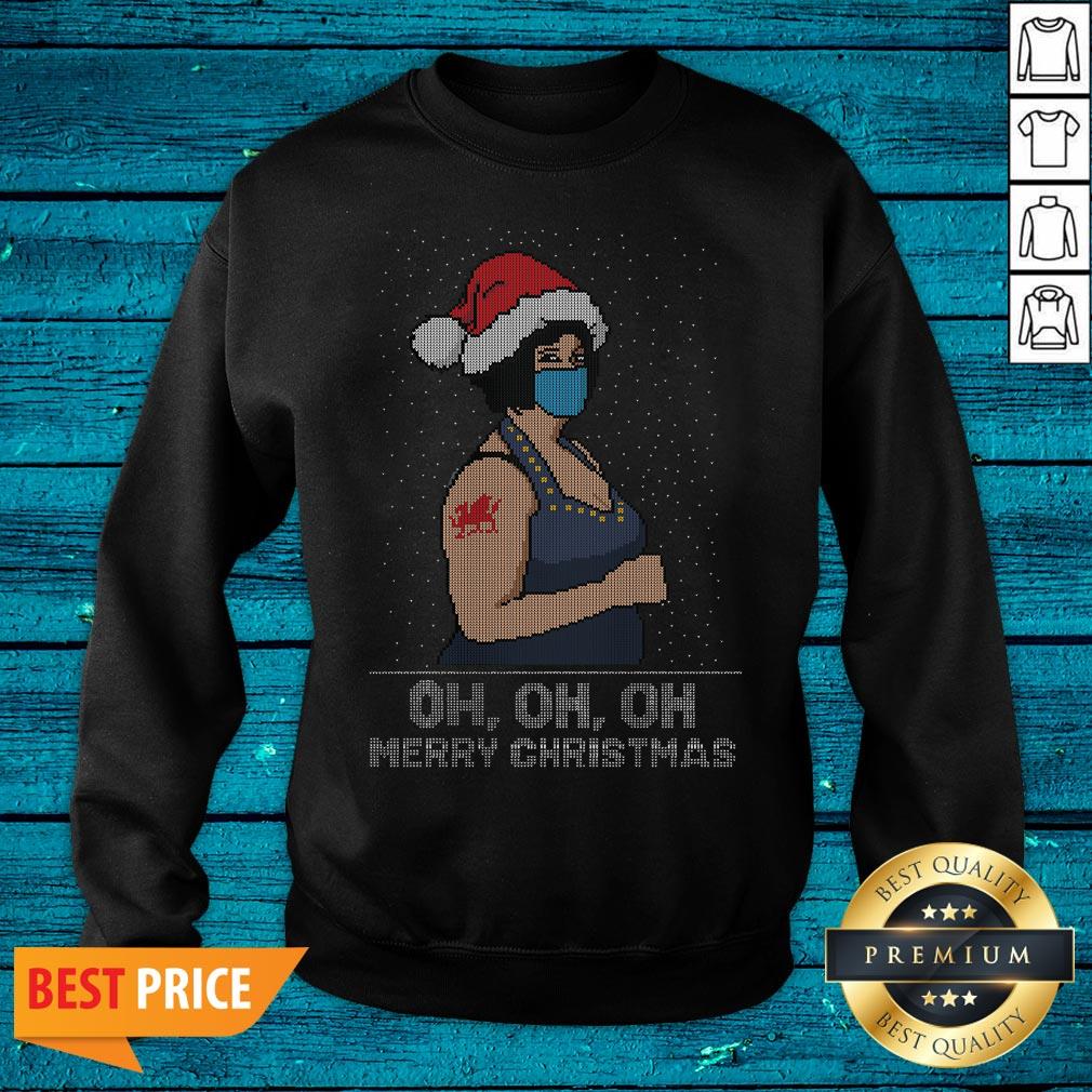 Pro Santa Nessa Jenkins Face Mask Oh Oh Oh Ugly Merry Christmas Sweater Shirt - Image 2