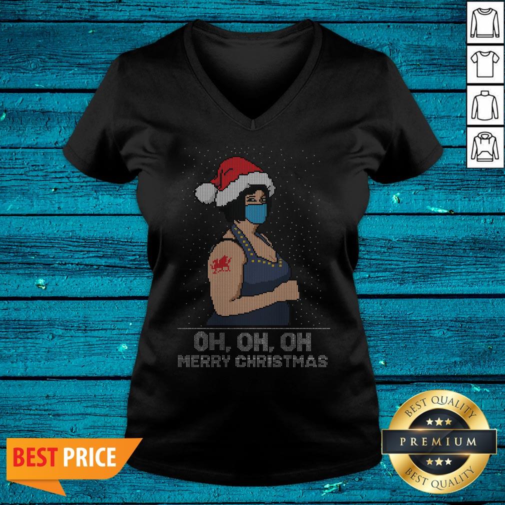 Pro Santa Nessa Jenkins Face Mask Oh Oh Oh Ugly Merry Christmas Sweater Shirt - Image 4