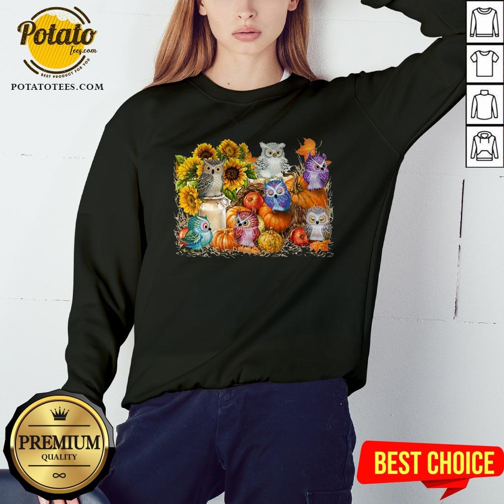 Good Owls Pumpkin Sunflower Halloween Shirt - Image 4