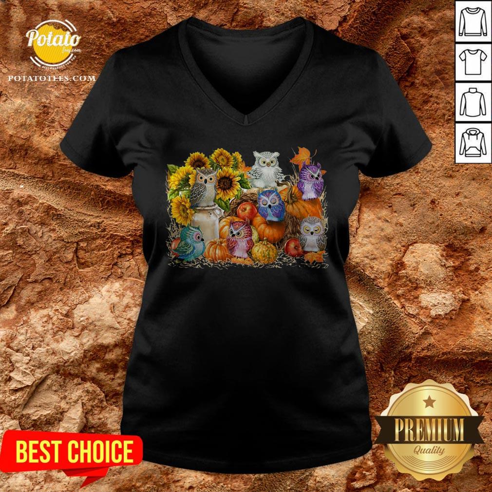 Good Owls Pumpkin Sunflower Halloween Shirt - Image 2