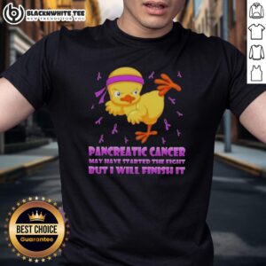 Awesome Cartoon Chick Karate Kick Pancreatic Cancer May Have Started The Fight But I Will Finish It T-Shirt