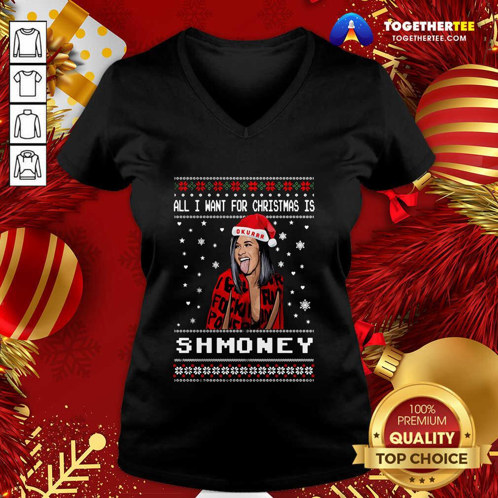 Happy All I Want For Christmas Is Shmoney Ugly Merry Christmas Shirt - Image 2