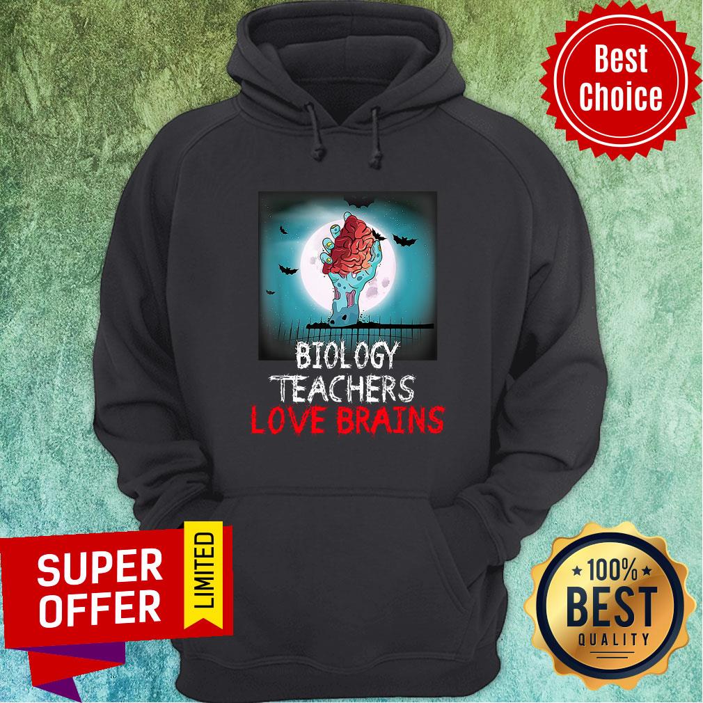 Nice Biology Teachers Love Brains Novelty Halloween Shirt - Image 2