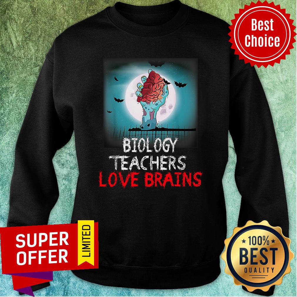 Nice Biology Teachers Love Brains Novelty Halloween Shirt - Image 5