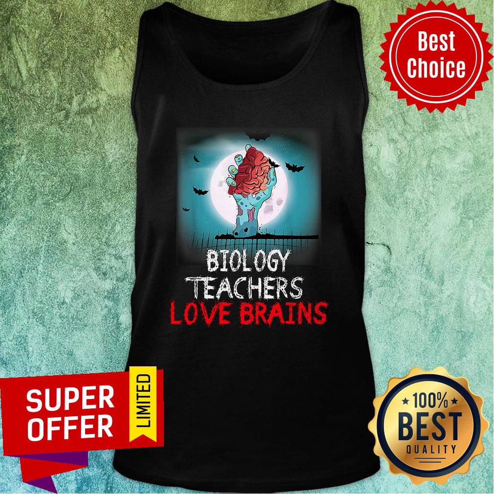 Nice Biology Teachers Love Brains Novelty Halloween Shirt - Image 4