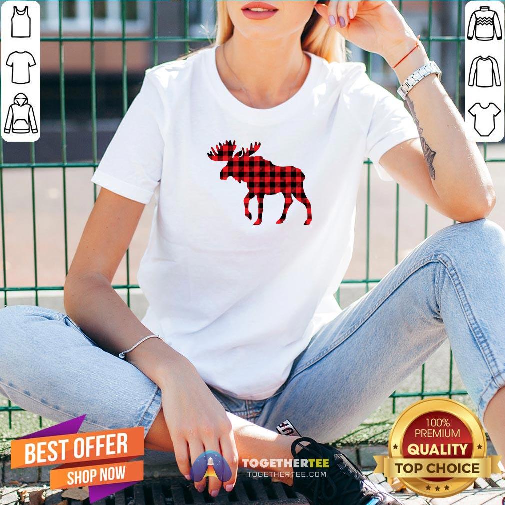 Premium Plaid Reindeer Moose Shirt - Image 2