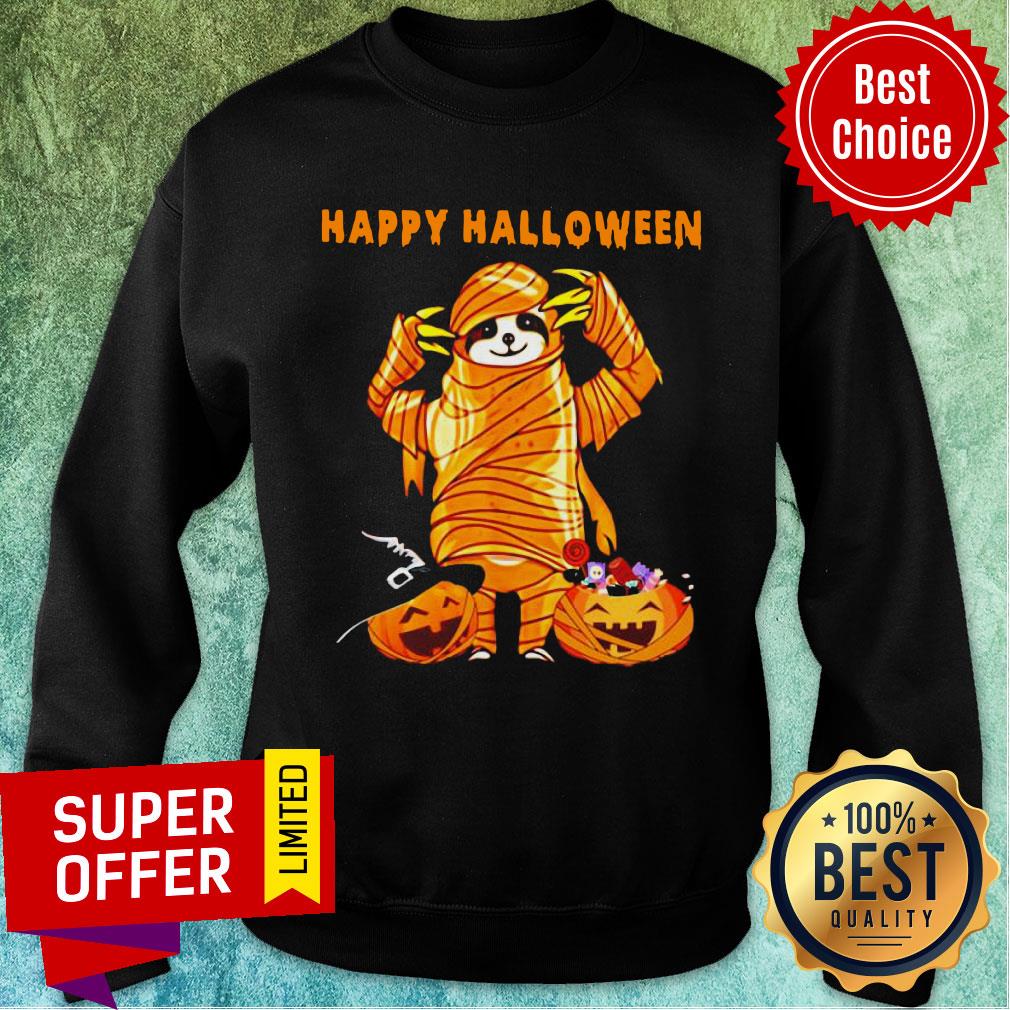Sloth Pumpkin Happy Halloween Shirt - Image 4