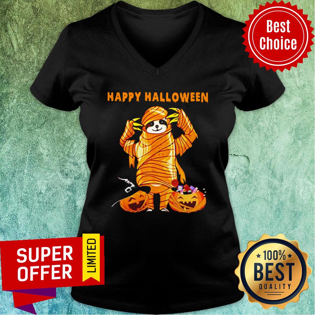 Sloth Pumpkin Happy Halloween Shirt - Image 3