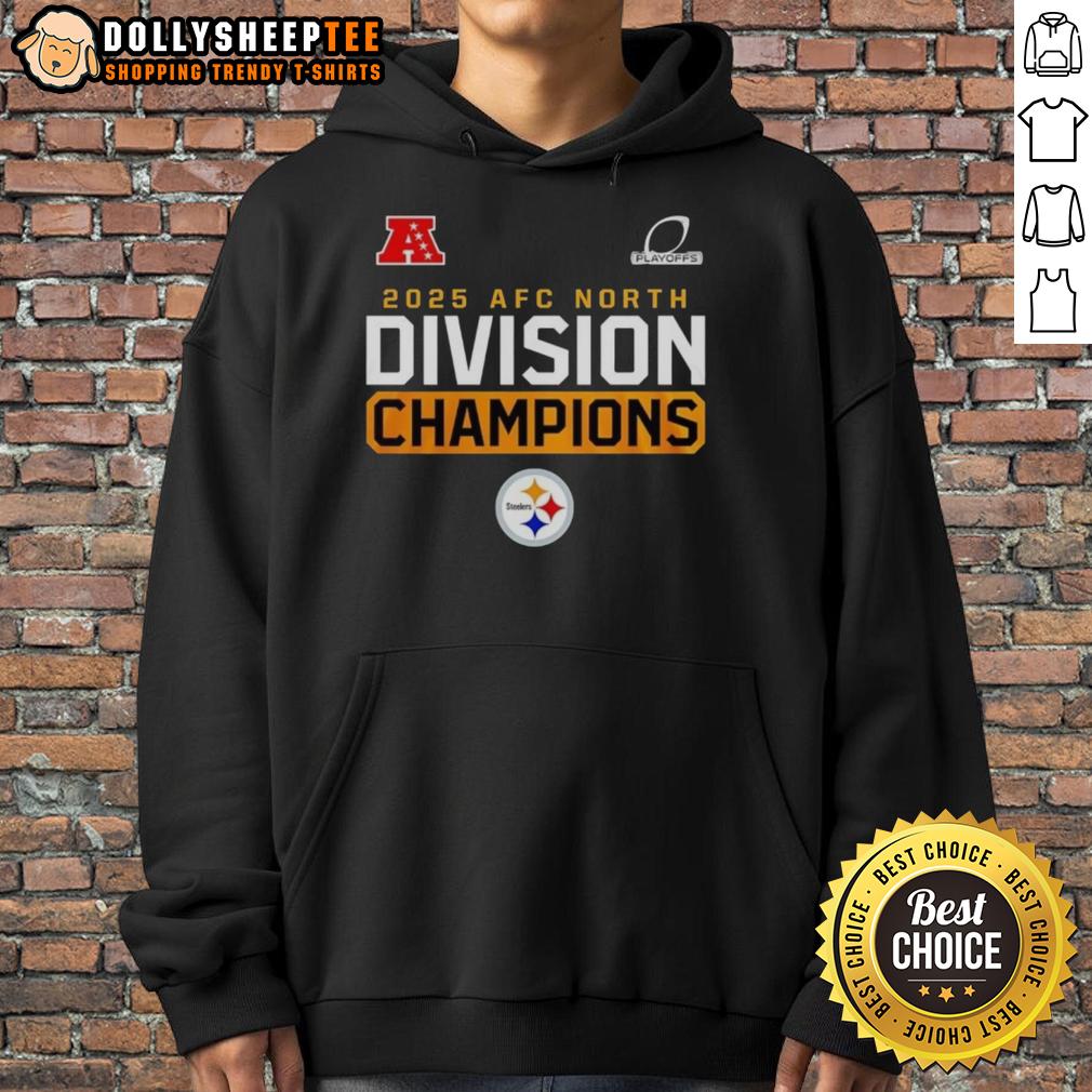 Hot 2025 AFC North Division Champions Pittsburgh Steelers Logo T-Shirt - Image 2