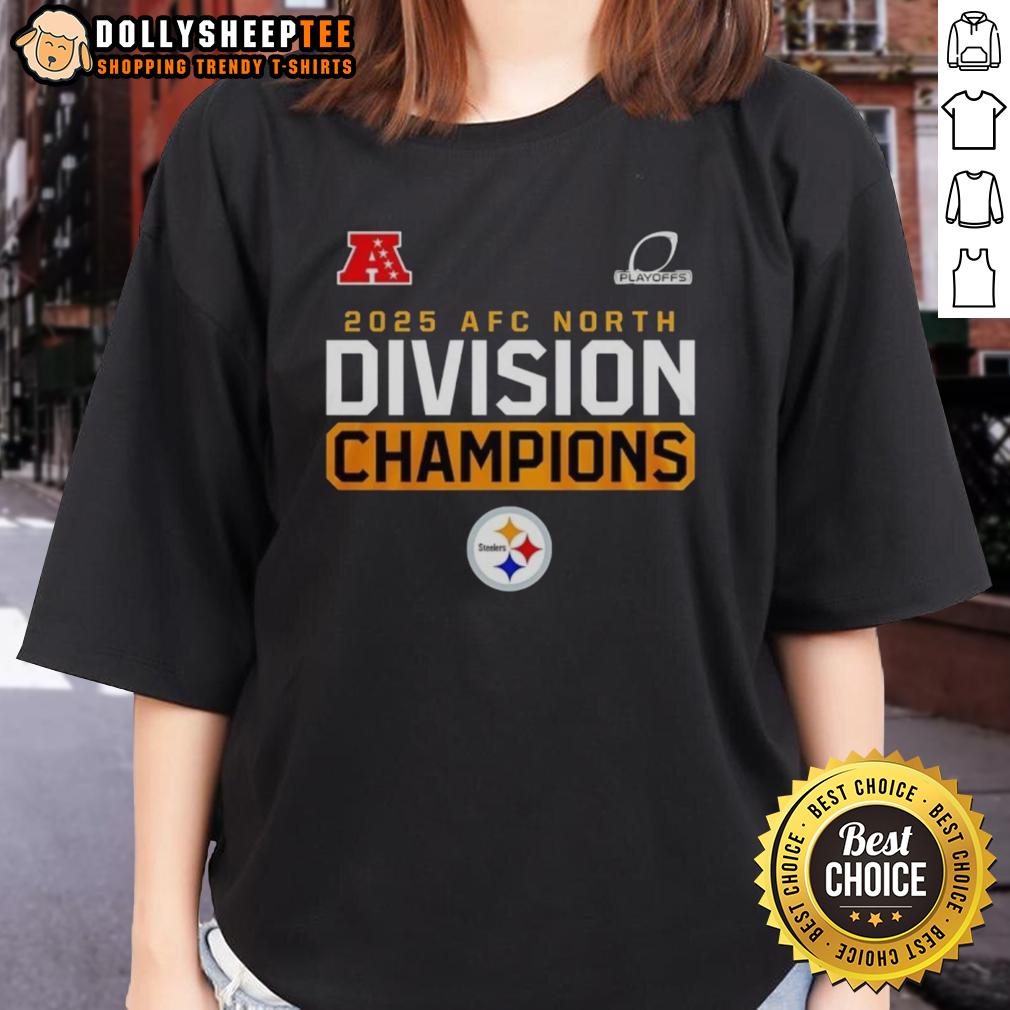 Hot 2025 AFC North Division Champions Pittsburgh Steelers Logo T-Shirt - Image 3