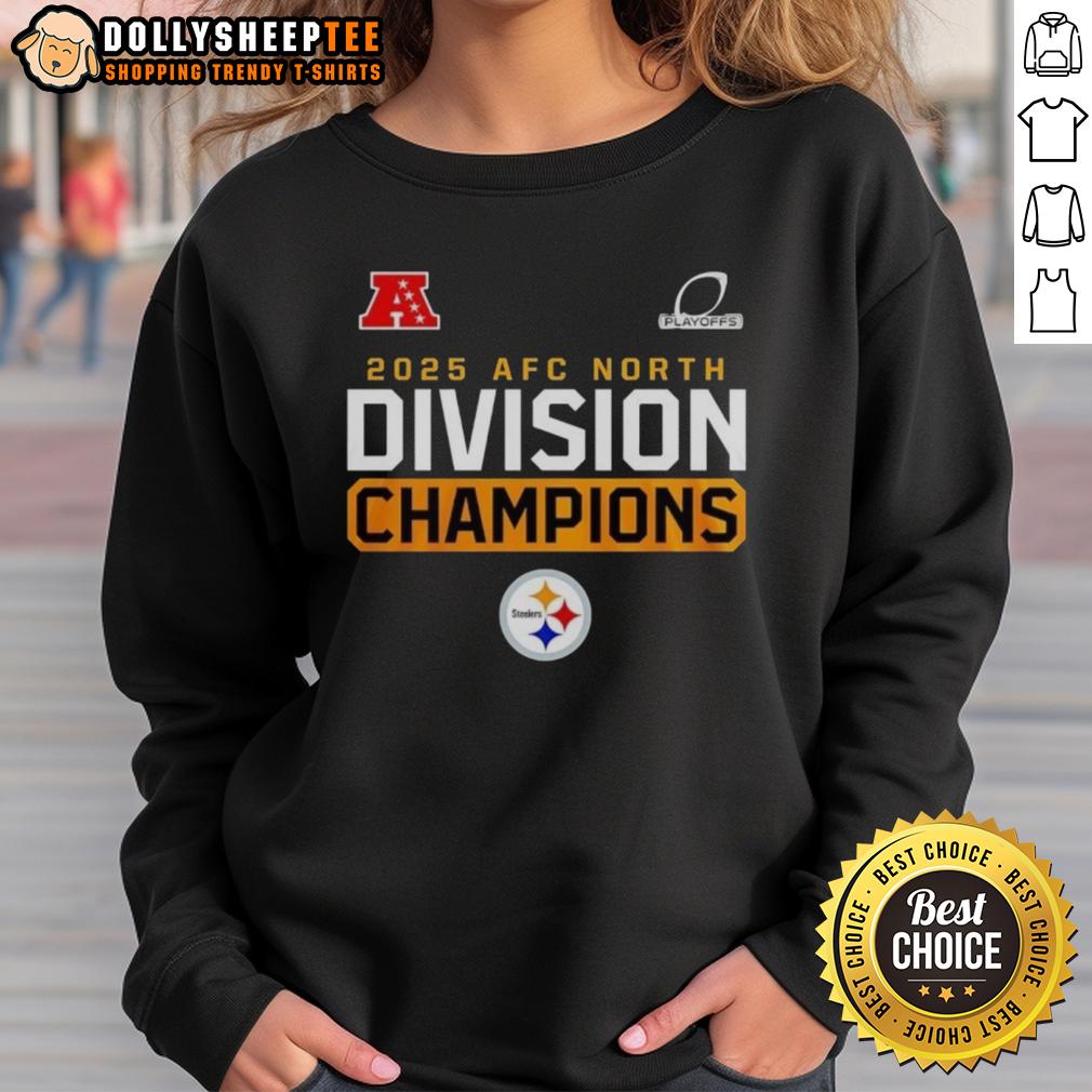 Hot 2025 AFC North Division Champions Pittsburgh Steelers Logo T-Shirt - Image 5