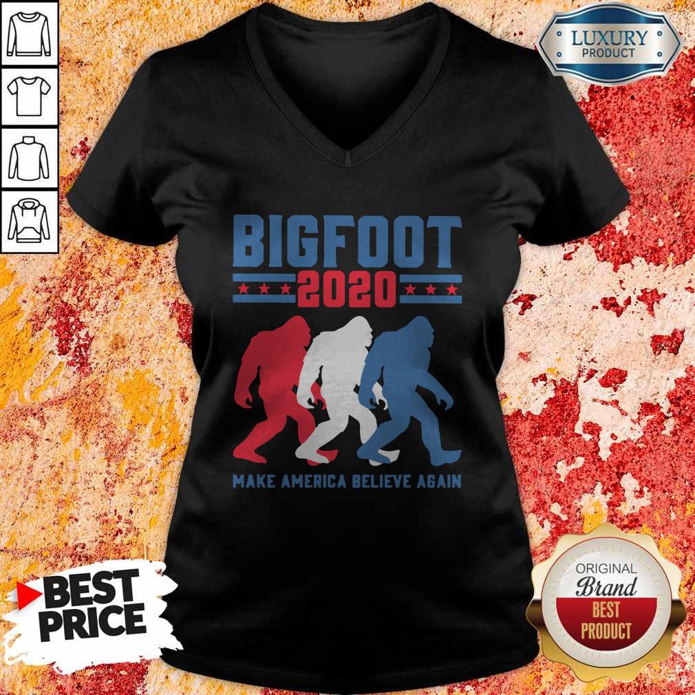 Bigfoot 2020 Make America Believe Again Vintage Shirt - Image 4