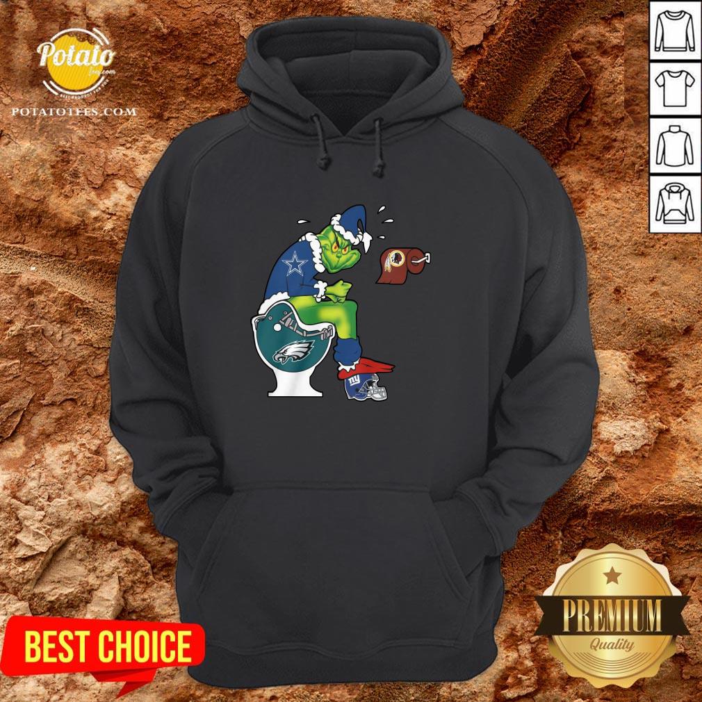 Top The Grinch Dallas Cowboys Shit On Toilet Philadelphia Eagles And Other Teams Christmas Shirt - Image 5
