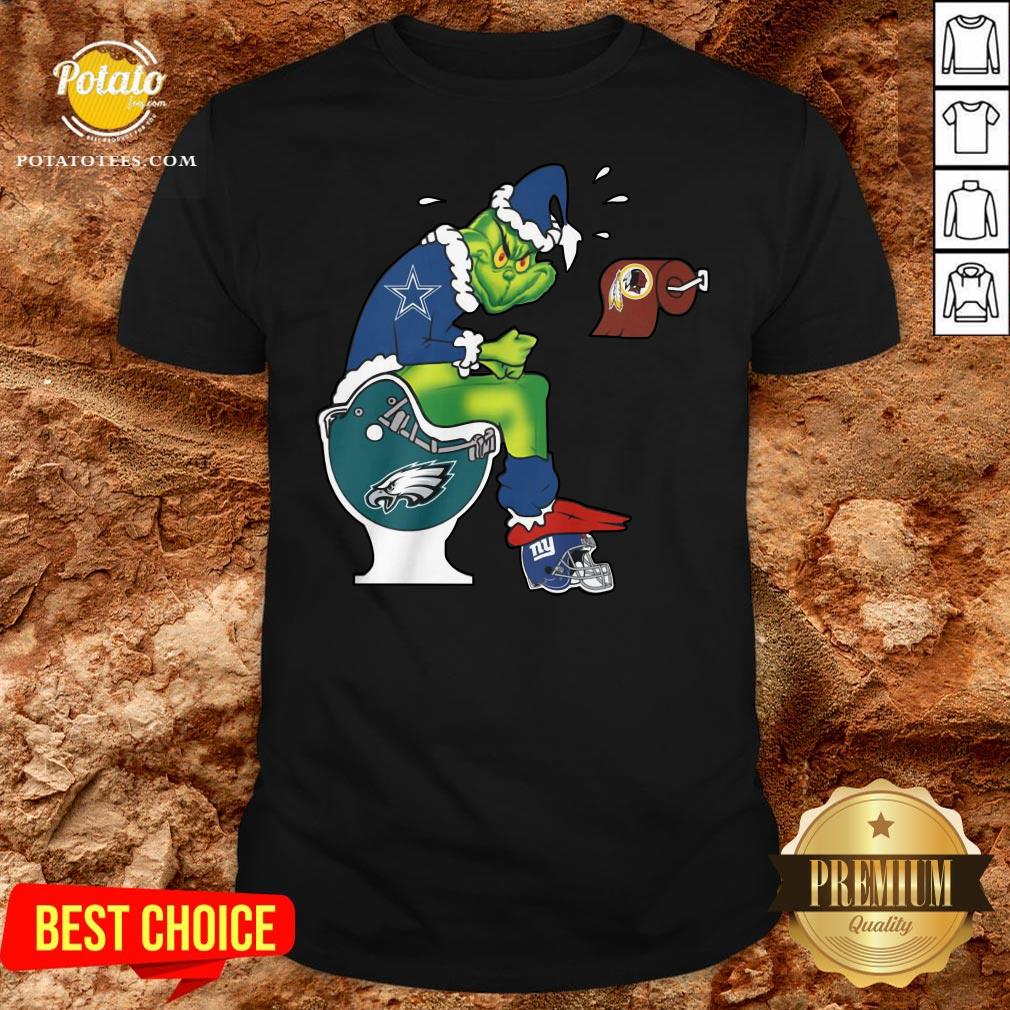 Top The Grinch Dallas Cowboys Shit On Toilet Philadelphia Eagles And Other Teams Christmas Shirt