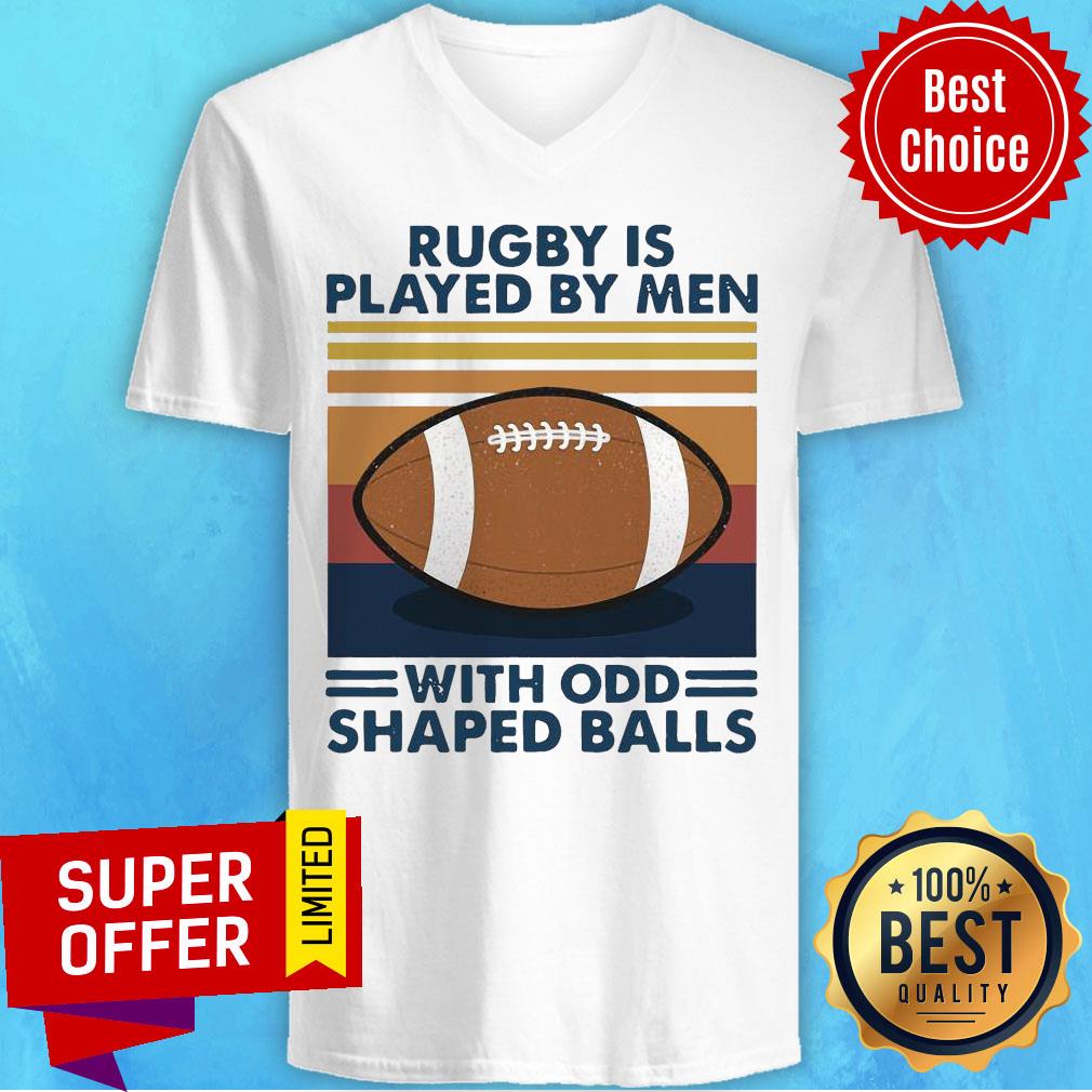 Nice Rugby Is Played By Men With Odd Shaped Balls Vintage Retro Shirt - Image 3