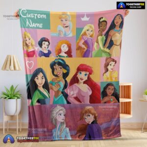 Official Disney Cartoon All Princess Characters Blanket Fleece Customized Blanket