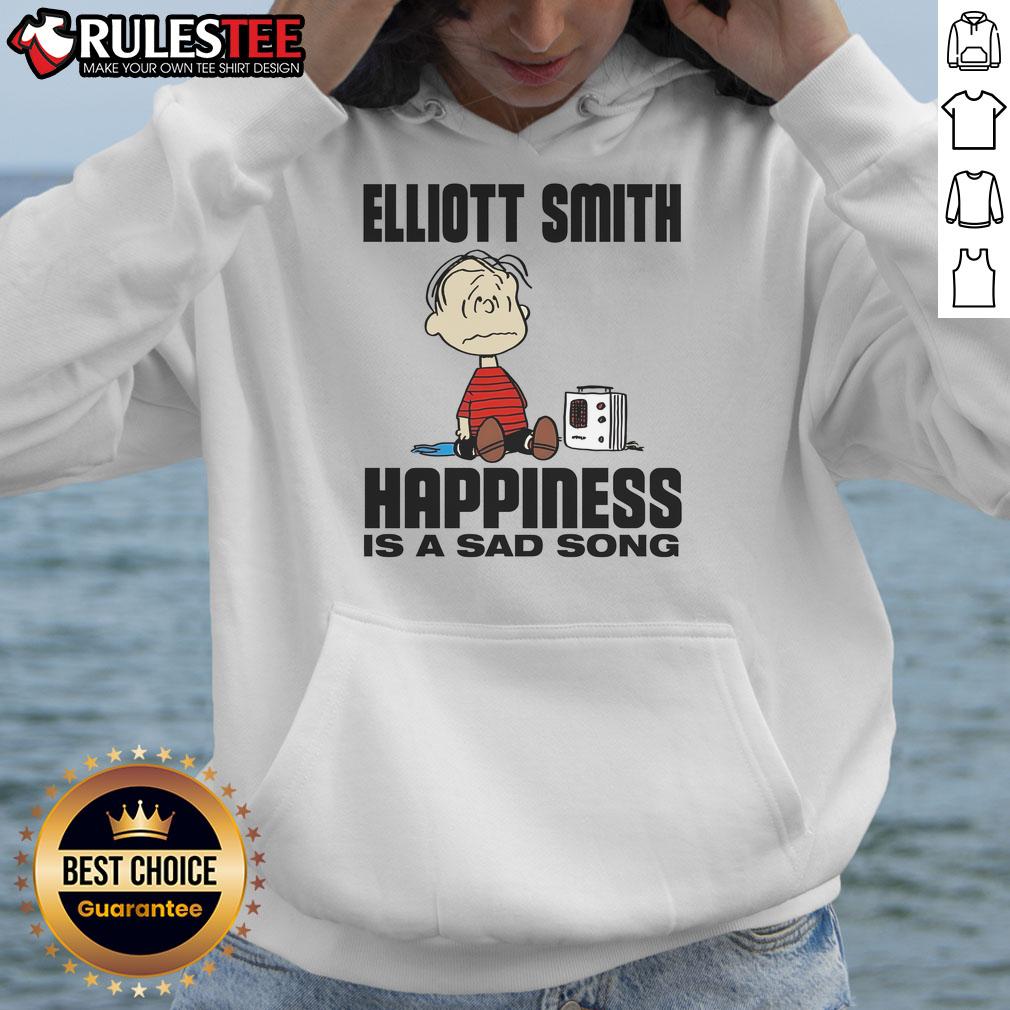 Funny Elliott Smith Happiness Is A Sad Song Peanuts T-Shirt - Image 2