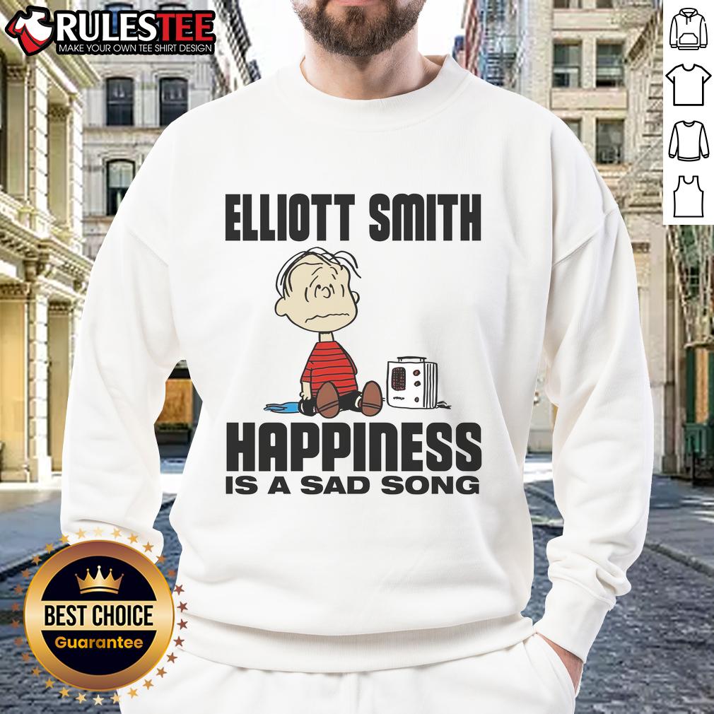 Funny Elliott Smith Happiness Is A Sad Song Peanuts T-Shirt - Image 5