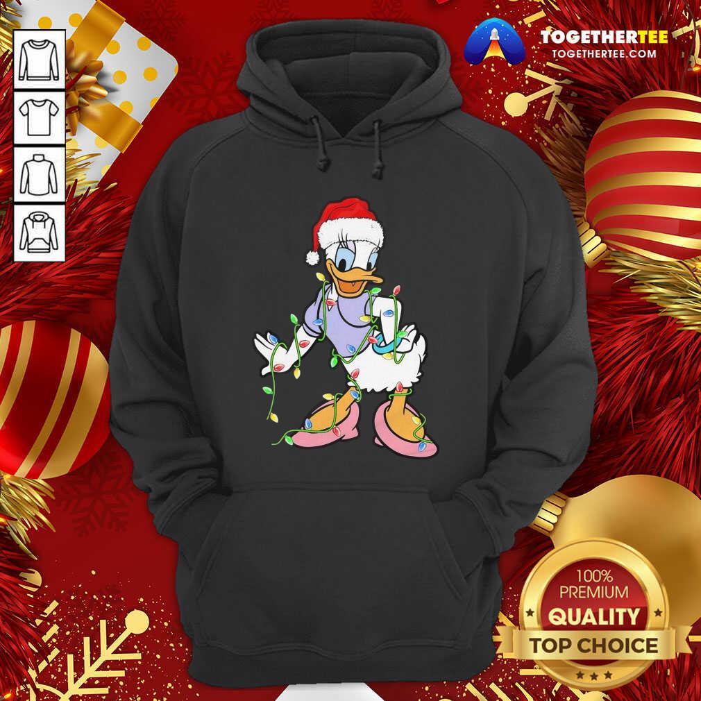 Pretty Duck Daisy Hat Santa Happy Merry Christmas Shirt - Image 5