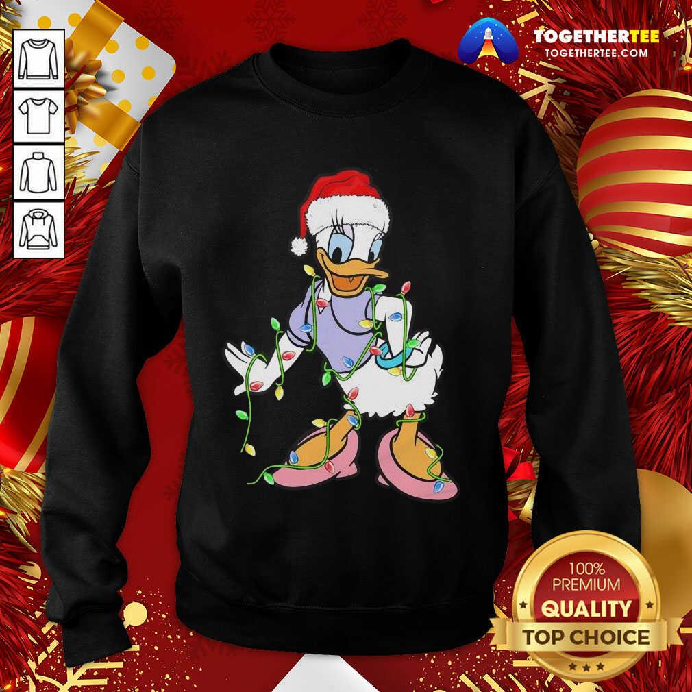 Pretty Duck Daisy Hat Santa Happy Merry Christmas Shirt - Image 4