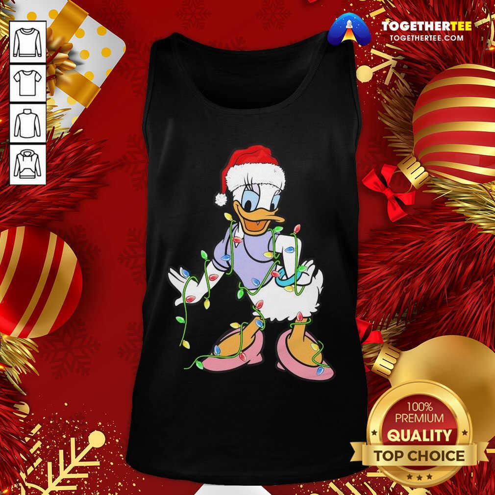 Pretty Duck Daisy Hat Santa Happy Merry Christmas Shirt - Image 3