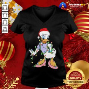 Alternative view of Pretty Duck Daisy Hat Santa Happy Merry Christmas Shirt