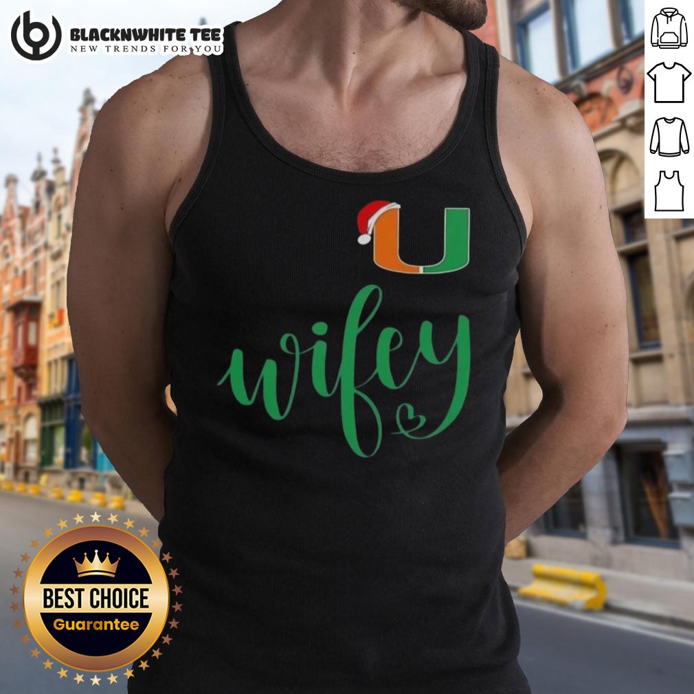 Awesome Wifey Miami Hurricanes Santa Hat Merry Christmas T-Shirt - Image 4