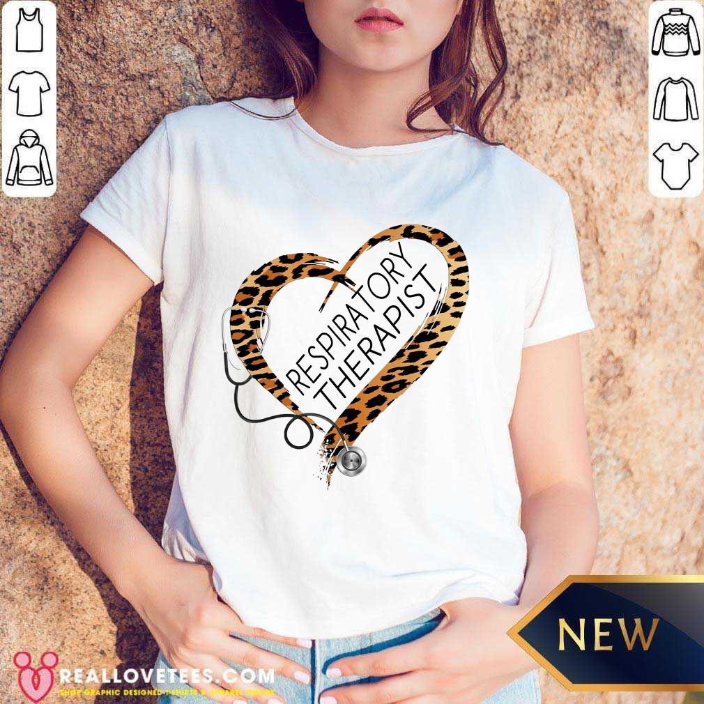 Leopard Heart Frame Medical Stethoscope Respiratory Therapist Shirt - Image 3