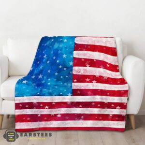 Alternative view of Good Watercolor American Flag Distressed USA Patriotic Blanket Fleece Blanket