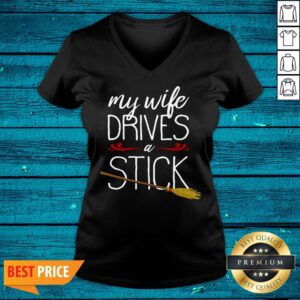 Alternative view of Cool My Wife Drives A Stick Witch Broomstick Halloween Shirt
