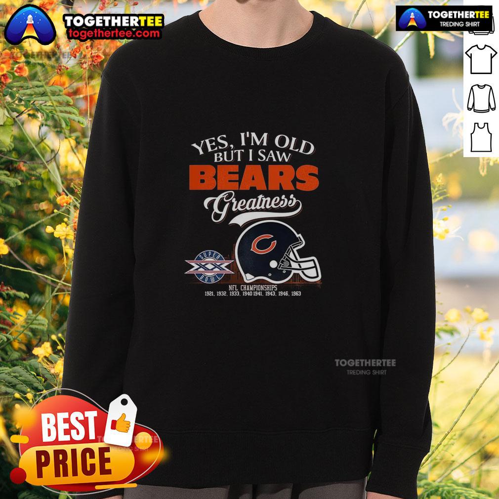 Top Yes I'm Old But I Saw Chicago Bears Greatness Super Bowl Helmet Skyline T-Shirt - Image 5