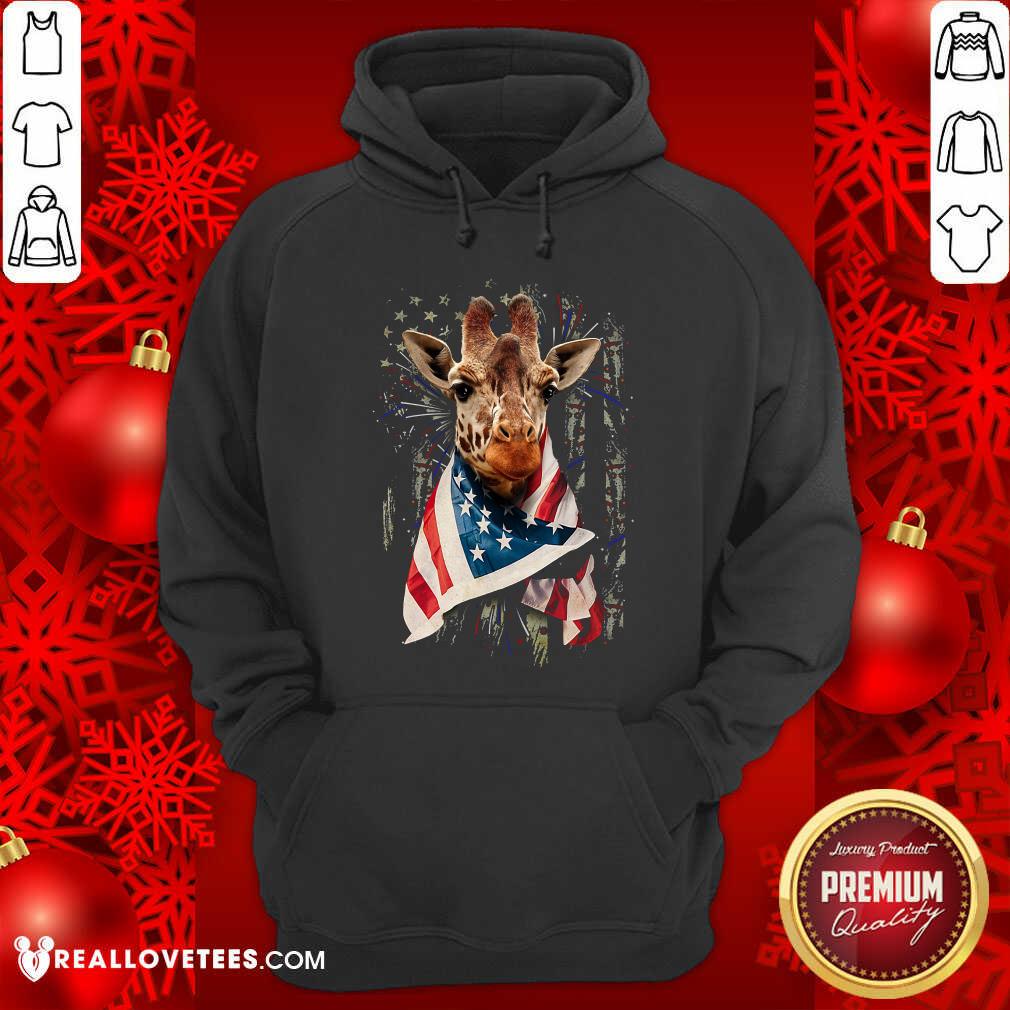 Giraffe Cool American Flag Shirt - Image 2