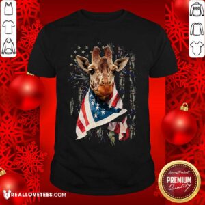 Giraffe Cool American Flag Shirt
