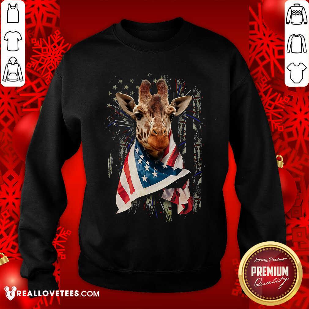 Giraffe Cool American Flag Shirt - Image 5