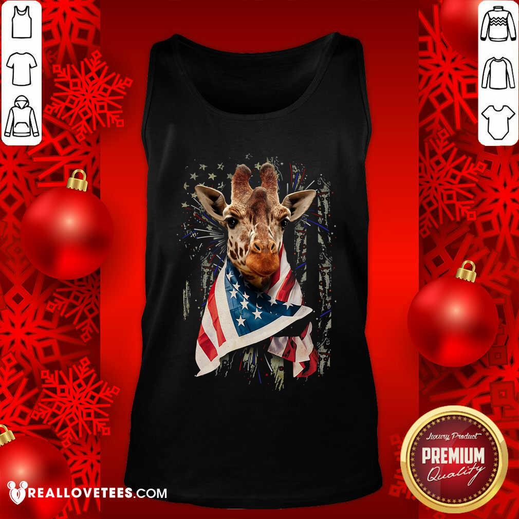 Giraffe Cool American Flag Shirt - Image 4