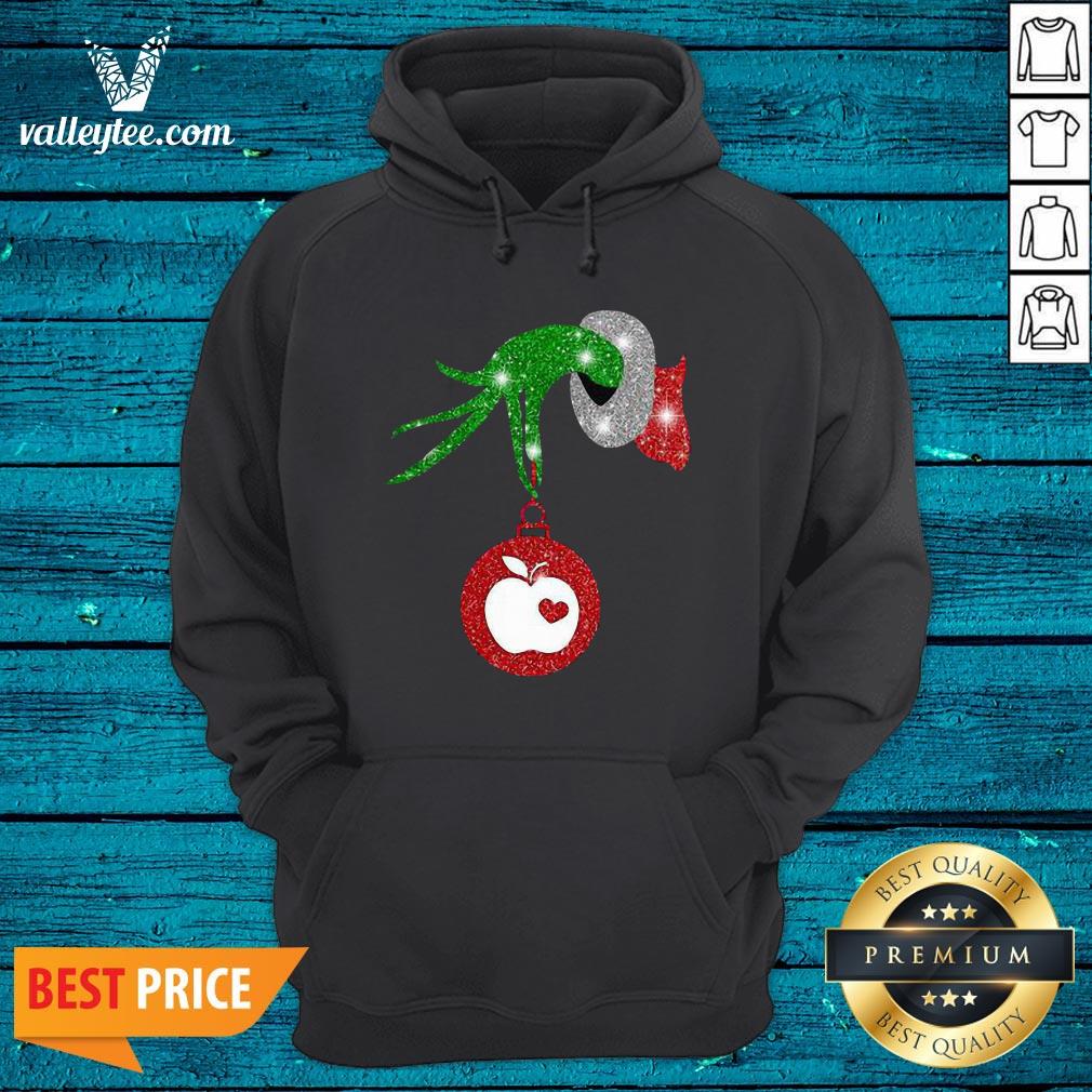 Good l Grinch Hand Holding Apple Diamond Merry Christmas Shirt - Image 4