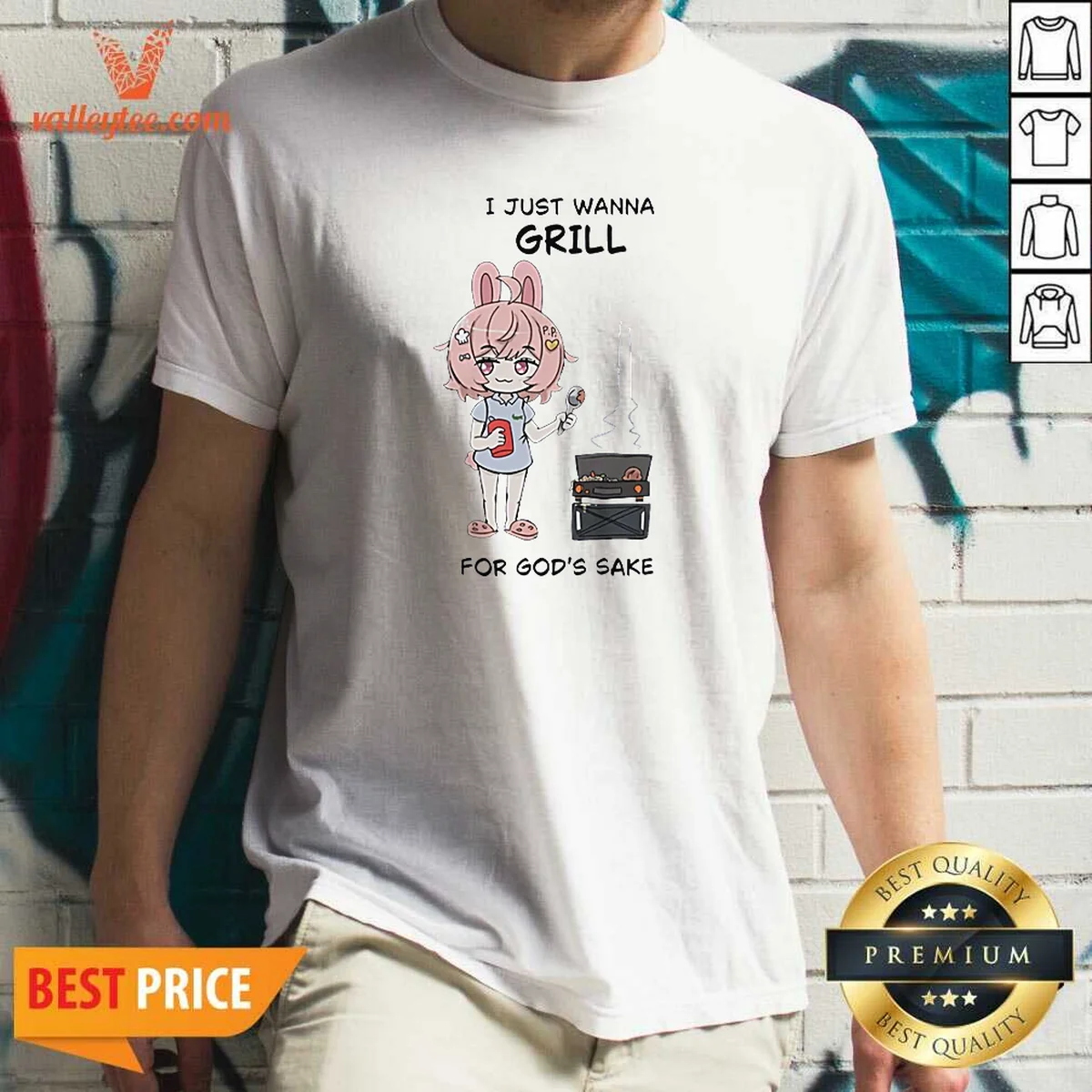 Funny I Just Wanna Grill For God'S Sake Anime Bunny Girl Shirt