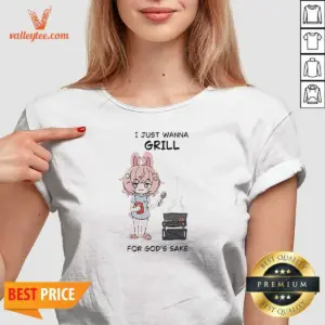 Alternative view of Funny I Just Wanna Grill For God'S Sake Anime Bunny Girl Shirt