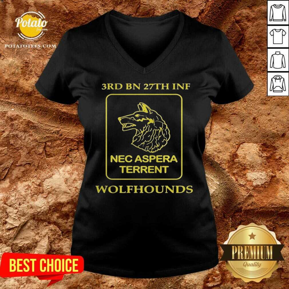 Funny 3rd Bn 27th Inf Nec Aspera Terrent Wolfhounds Shirt - Image 2