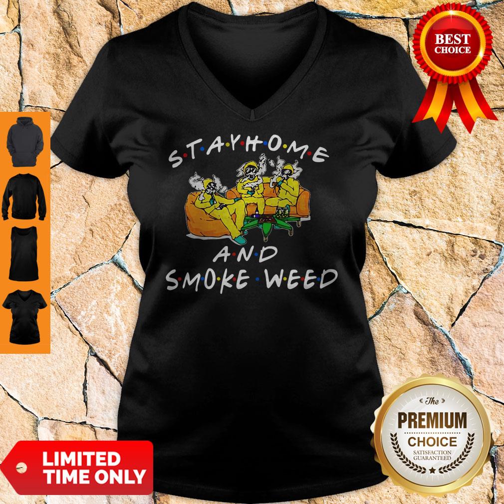 Official Stay Home And Smoke Weed Friends Shirt - Image 3