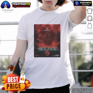 Official Stranger Things Season 5 One Last Adventure Villain Red Sky Lighting T-Shirt