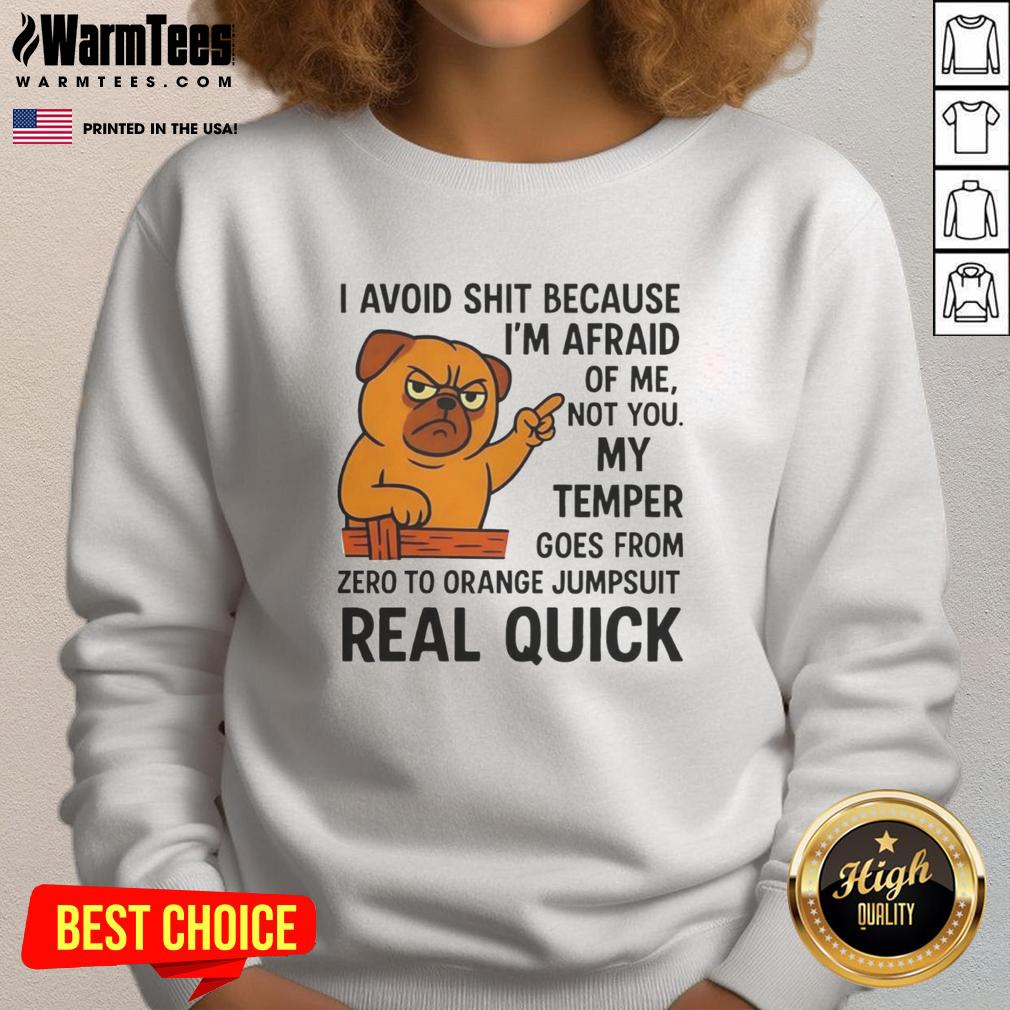 Pretty Angry Pug Temper Orange Jumpsuit T-Shirt - Image 5