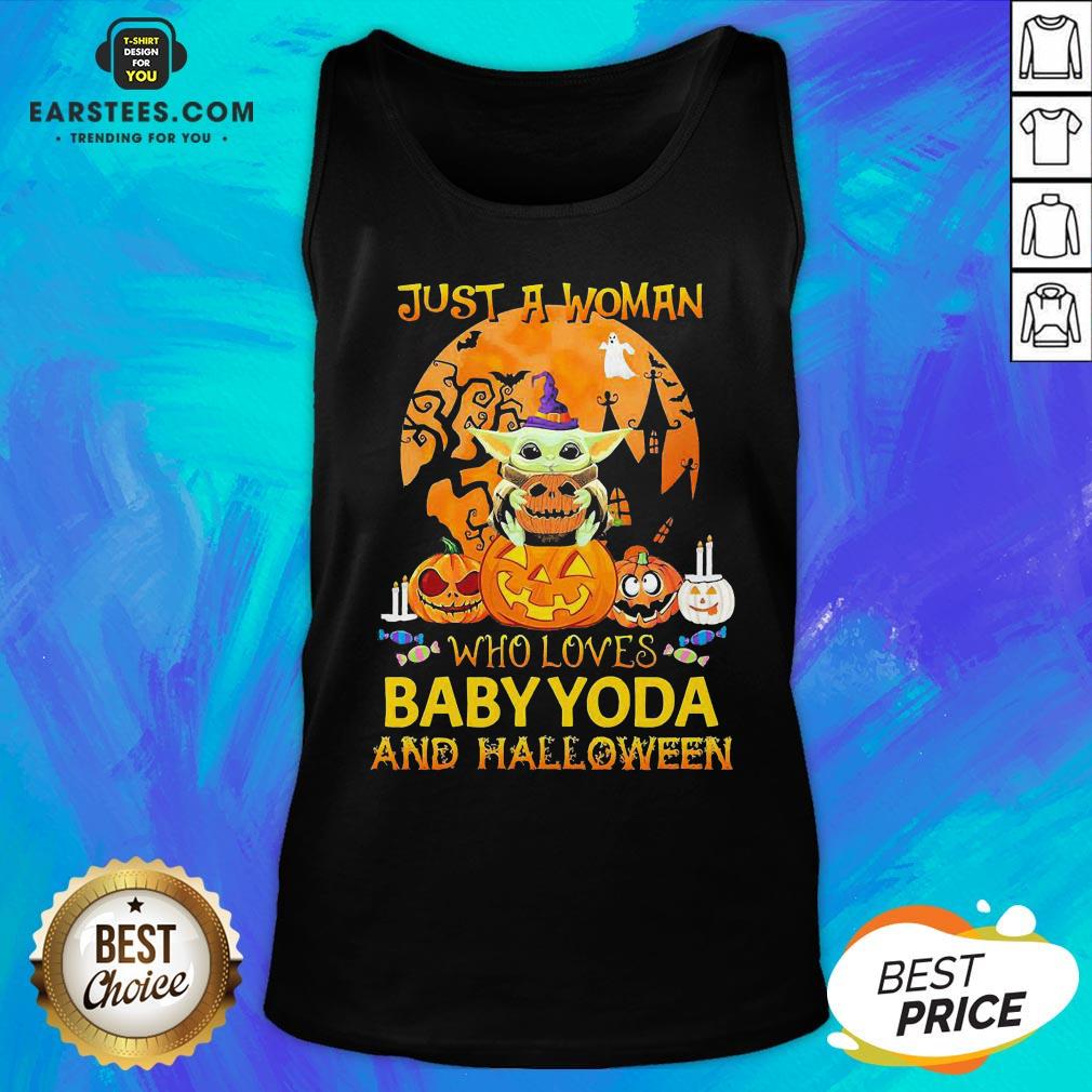 Just A Woman Who Loves Baby Yoda And Halloween Shirt - Image 5