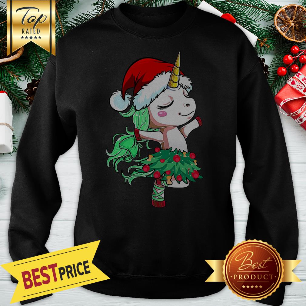 Official Santa Unicorn Christmas Tree Dance Shirt - Image 4