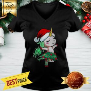 Alternative view of Official Santa Unicorn Christmas Tree Dance Shirt