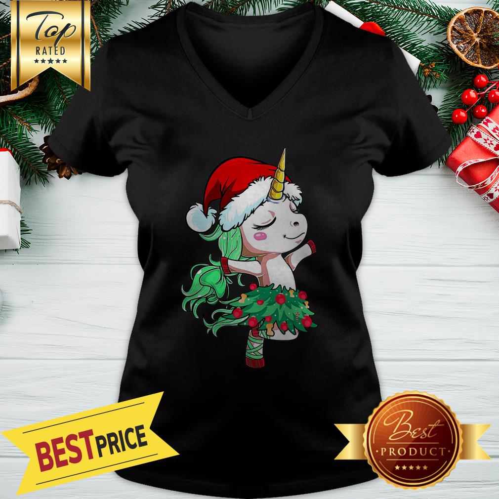 Official Santa Unicorn Christmas Tree Dance Shirt - Image 2